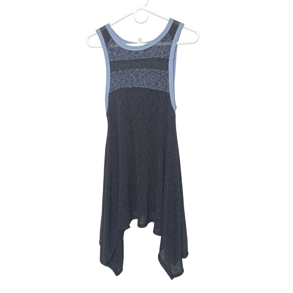 We The Free Tank Top Womens S Gray Blue Sharkbite Tunic Boho Grunge Slub indie